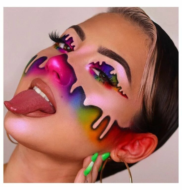 Красивые необычные макияжи rainbow makeup face halloween #rainbow #makeup #face #halloween #rainbowmakeupfa