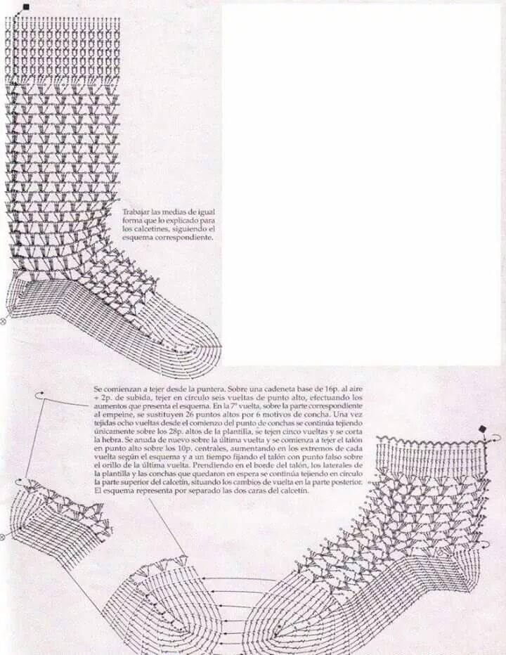 Красивые носки крючком схемы Épinglé sur solo uncinetto Modèle de chaussures en crochet, Grille de crochet, M
