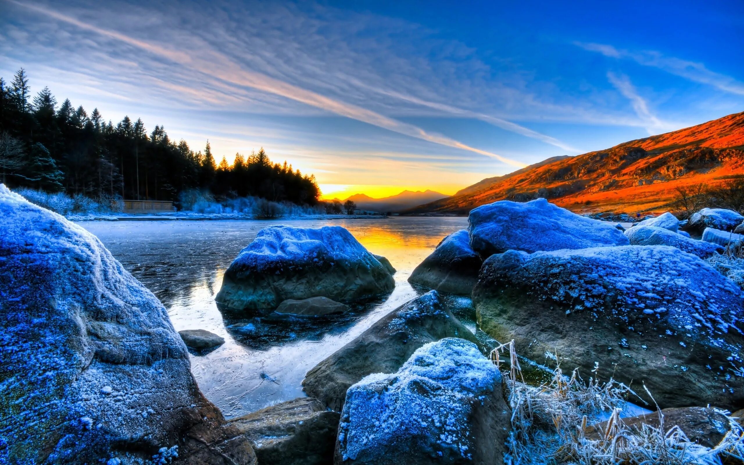 Красивые обои на андроид фото Cold river in spring Desktop wallpapers 640x960