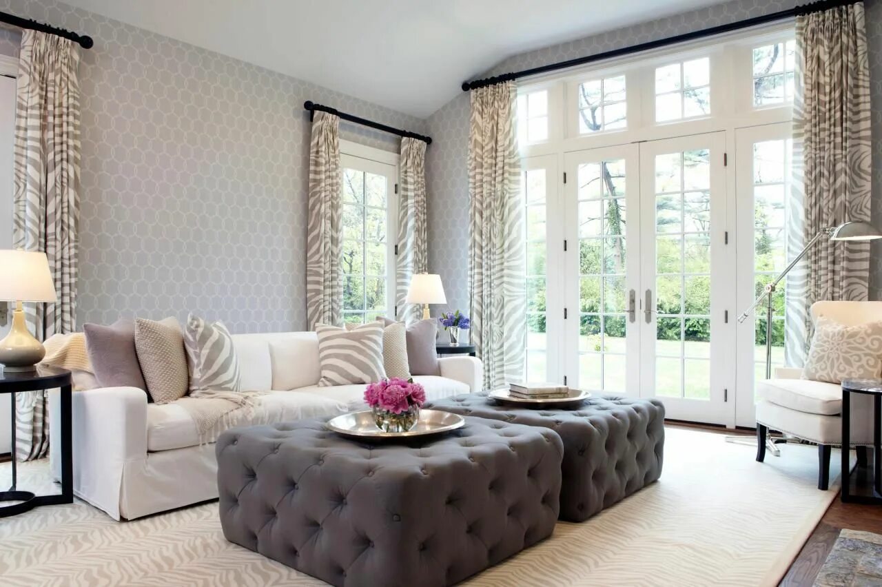 Красивые обои в гостиную фото дизайн Transitional Gray Living Room With a Mix of Patterns Living room grey, Living ro