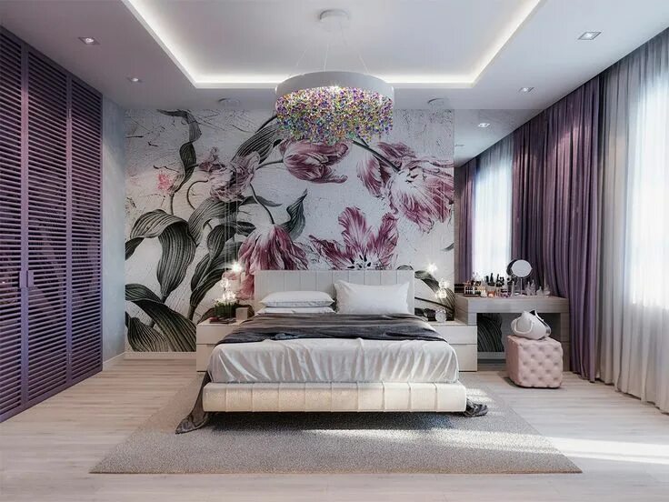 Красивые обои в современном стиле фото 51 Cool Bedrooms With Tips To Help You Accessorize Yours Purple bedroom design, 