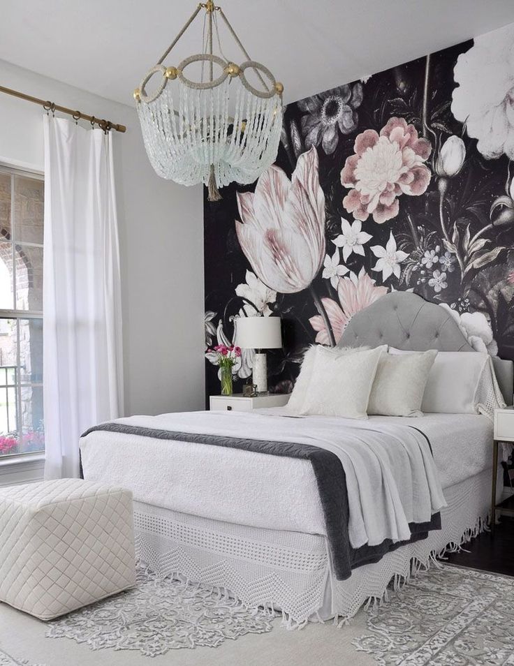 Красивые обои в спальню в интерьере Cool 30 Spring Bedroom Decor Ideas With Floral Theme Home decor bedroom, Fresh b