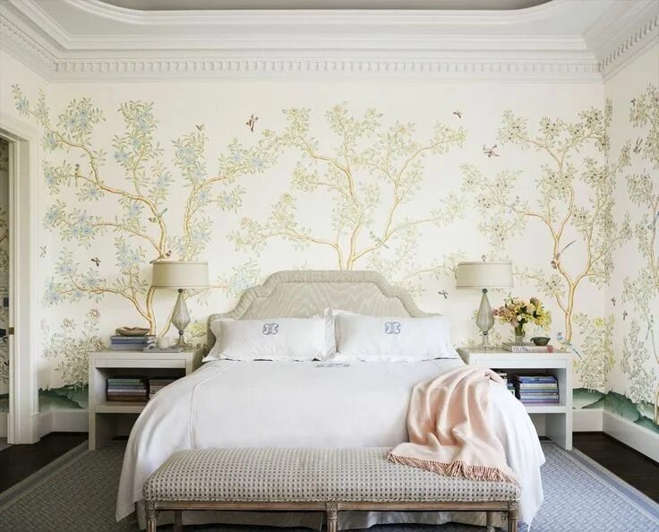 Красивые обои в спальню в интерьере At Home With Kimberly Schlegel Whitman - The Glam Pad Bedroom decor, Wallpaper b