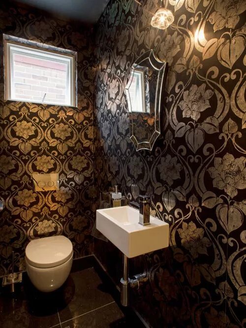Красивые обои в туалет фото Photos et idées déco de WC et toilettes Décoration toilettes, Powder room, Idee 