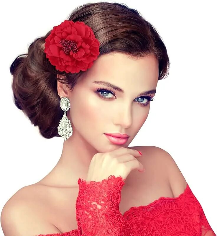Красивые образы и прически Amazon.com: Red Flower Pins