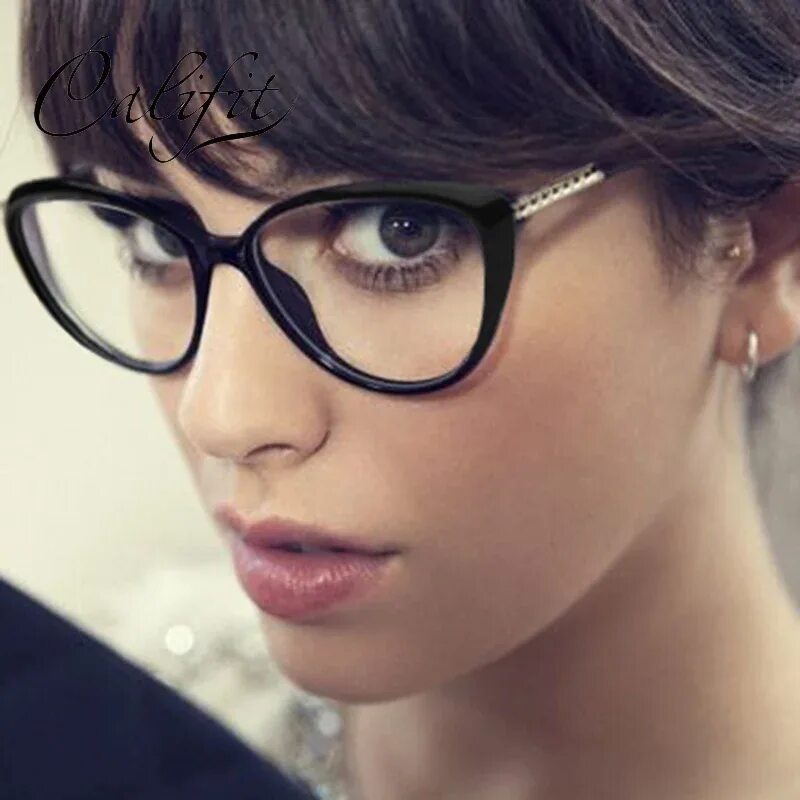 Красивые очки для зрения фото CALIFIT Retro Cat Eye Glasses Women Frame Luxury Design Eyeglasses Ladies Clear 