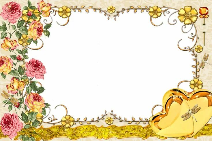 Красивые оформление поздравлений Онлайн фоторамки с собаками Flower frame, Gold frame, Flower border