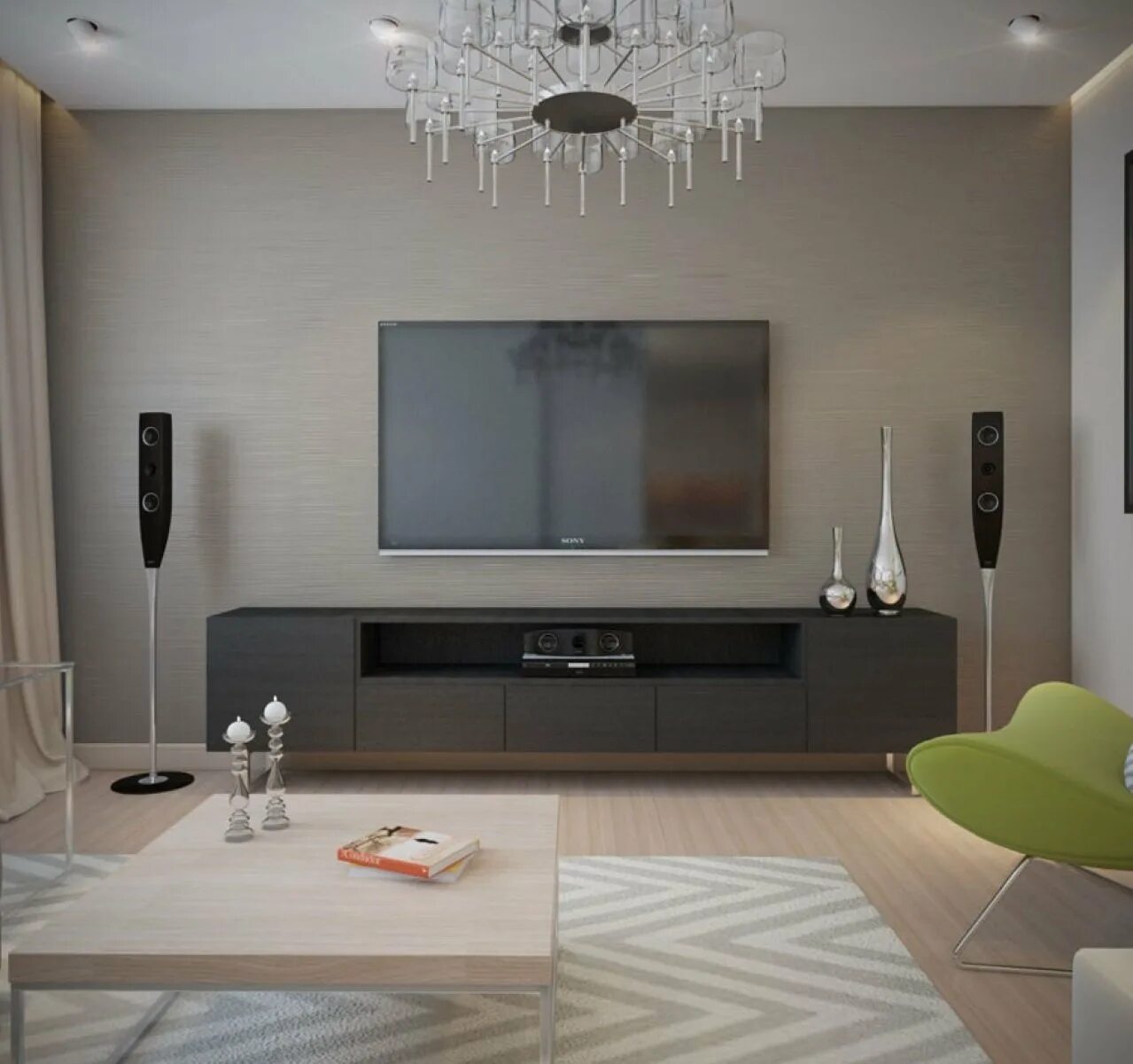 Красивые оформления гостиной Room lcd wall design - 79 photo