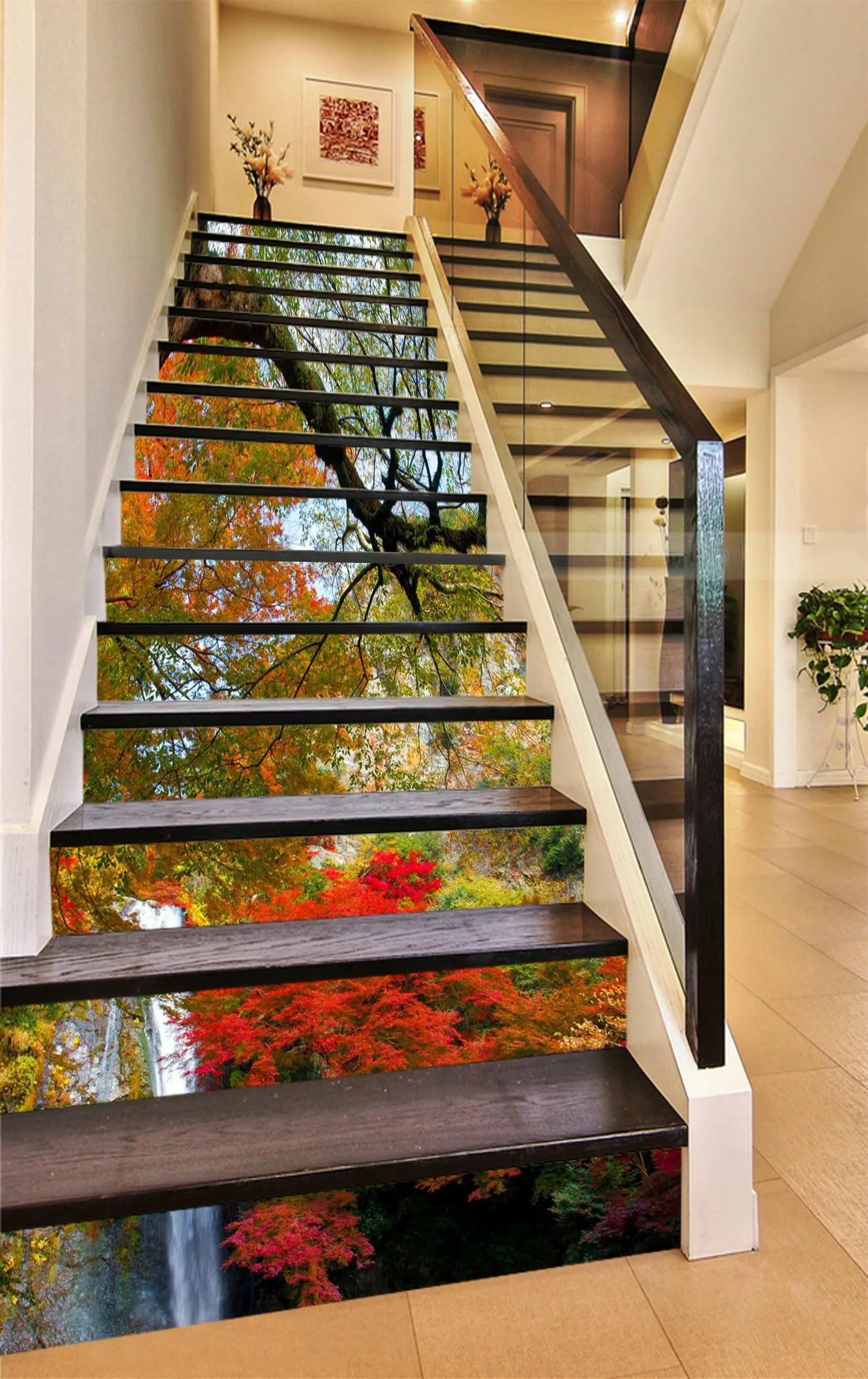 Красивые оформления лестниц Custom Stair Mural Staircase design, Stairs, Stair risers
