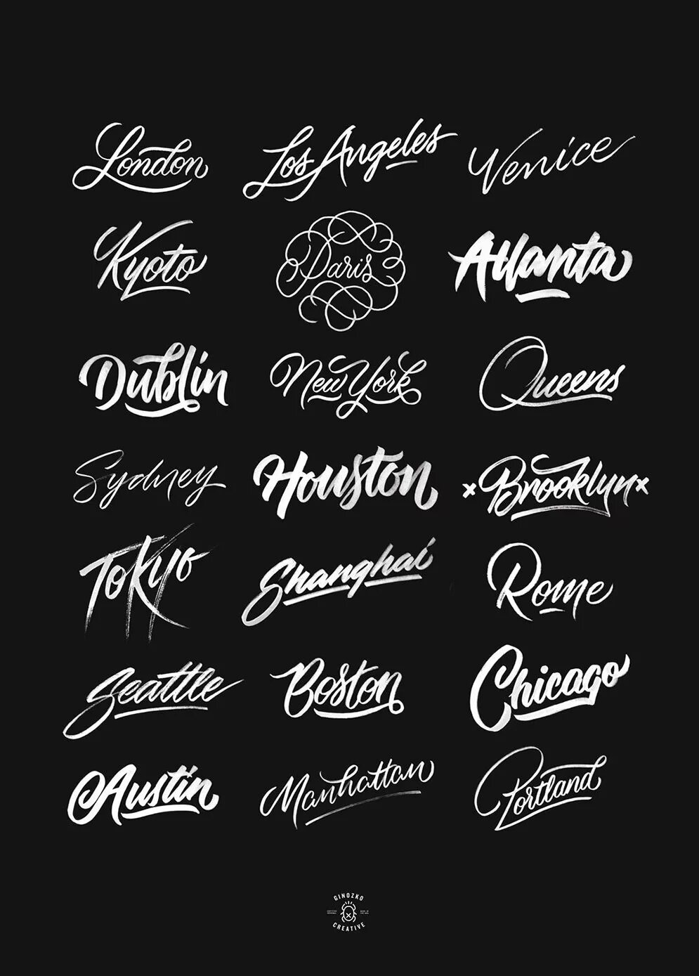 Красивые оформления ников шрифты Cities A Brush-Type Lettering Series. :: Behance