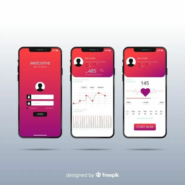 Красивые оформления приложений Free Vector Fitness mobile app infographic flat design Mobile app, Best app desi