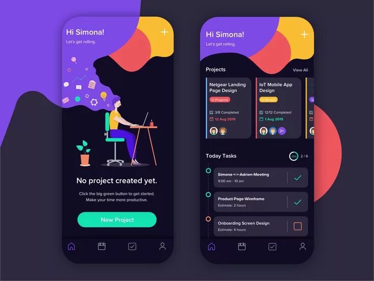 Красивые оформления приложений Tasks Management App Task management app, App design inspiration, App interface 