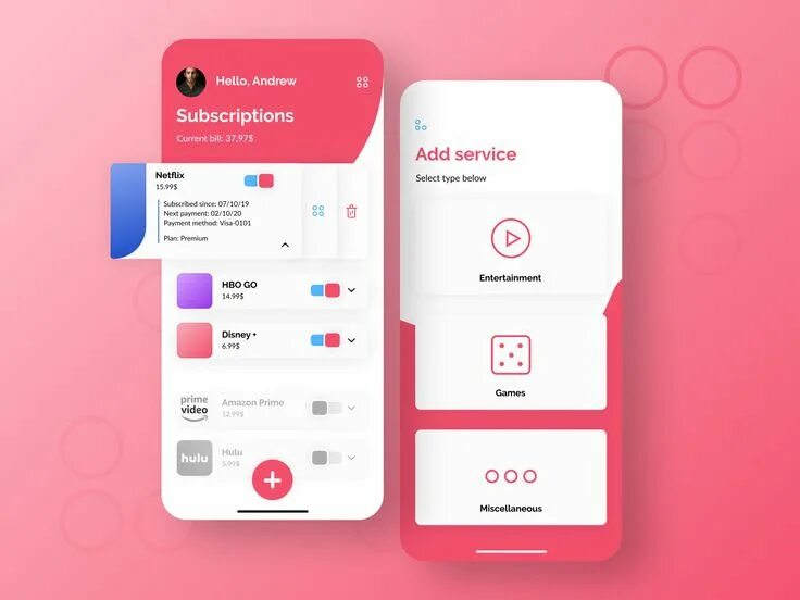 Красивые оформления приложений Subscription Management App Design App design, Subscription, App