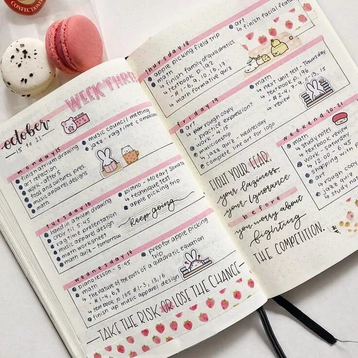 Красивые оформления записей #bujoweeklyspread on Instagram Hashtags Libreta de apuntes, Páginas planificador