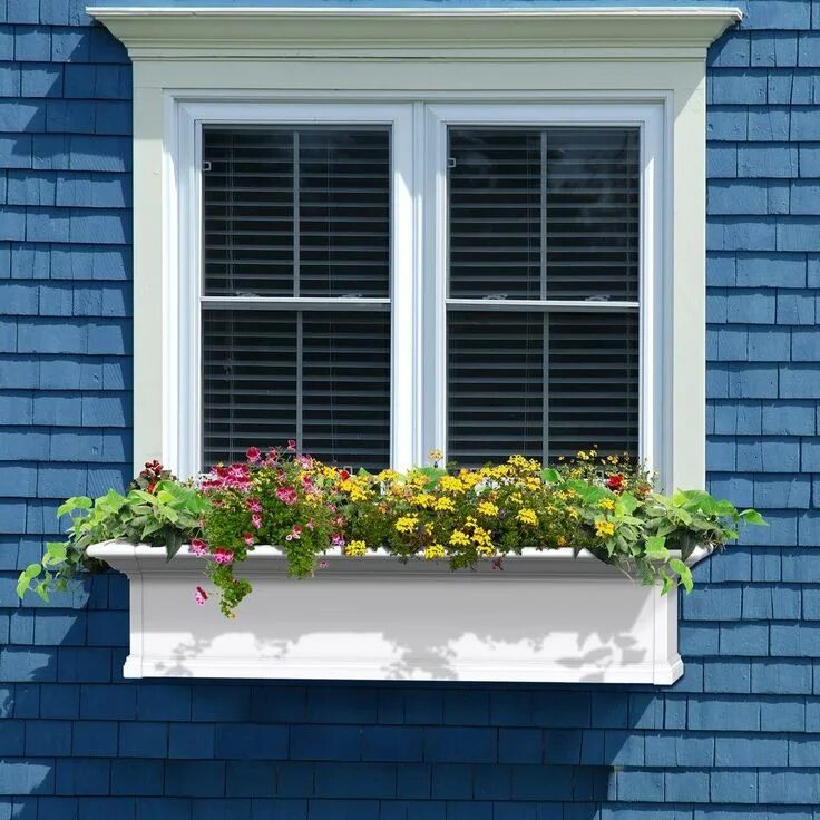 Красивые окна фото снаружи Mayne Yorkshire 48 in. x 12 in. Self Watering White Vinyl Window Box 4824W - The