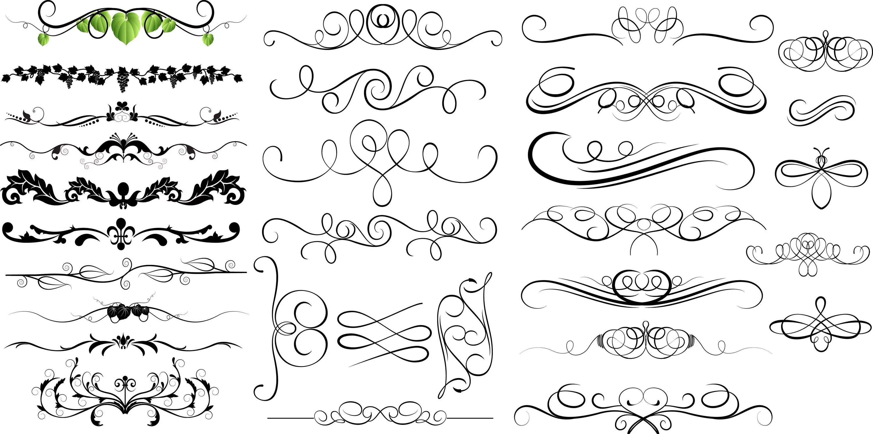 Красивые орнаменты для оформления текста Swirl Brushes - Pesquisa Google Swirls, Hand doodles, Art nouveau design