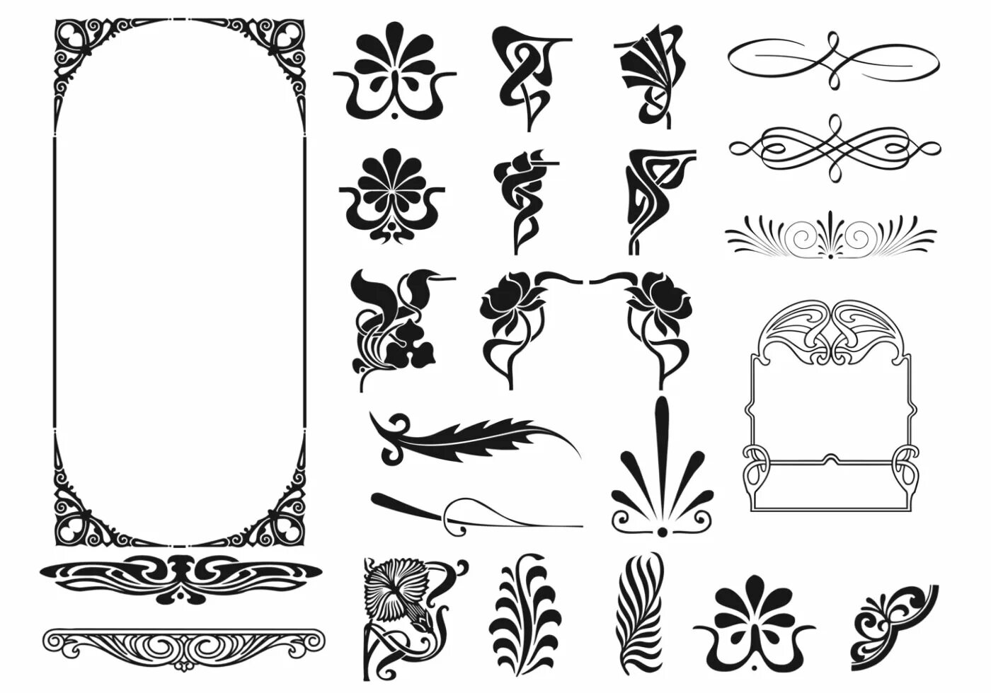Красивые орнаменты и узоры для художественного оформления Art Deco Frame and Corner Vector Pack 56274 Vector Art at Vecteezy