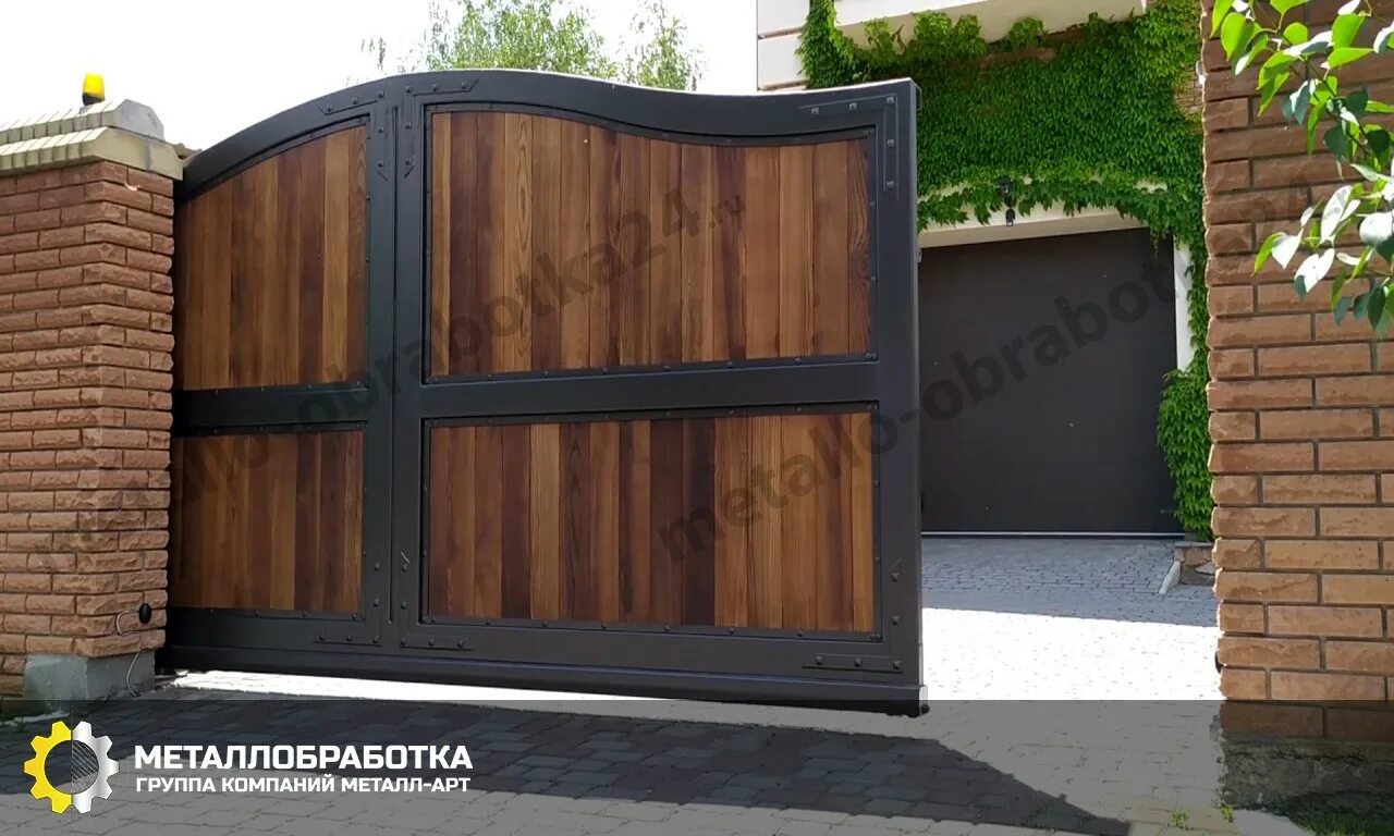 Красивые откатные ворота для частного дома фото Откатные ворота для дачи - Изготовление ворот и цена с установкой в Москве metal