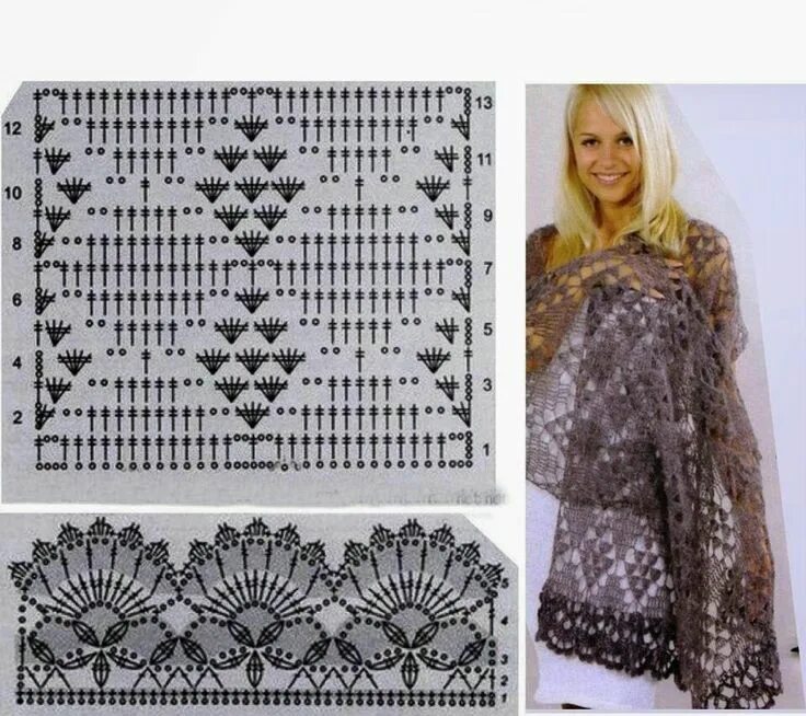 Красивые палантины крючком со схемами Pin by Sue Shahrouri on Crochet Shawls and Scarfs with Pattern Shawl crochet pat