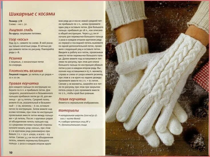 Красивые перчатки спицами схемы и описание Перчатки с косами Вязаные перчатки, Вязание, Схемы вязания