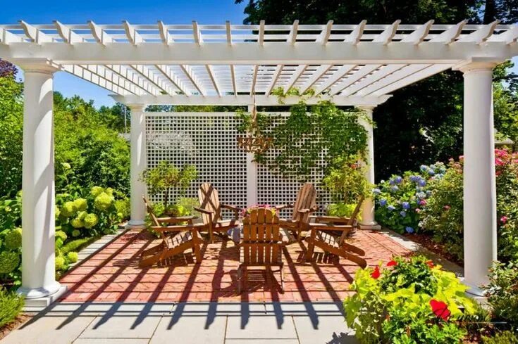 Красивые перголы на участке фото Белая Пергола Pergola, Pergola plans, Diy pergola