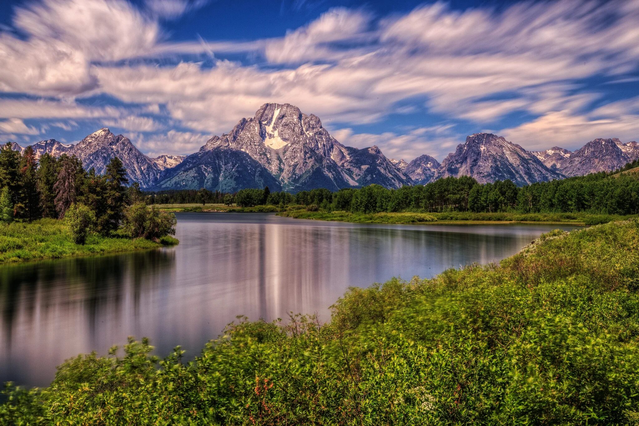 Красивые пейзажи природы фото высокого качества Обои wyoming, grand teton national park, mount moran, snake river, река снейк на