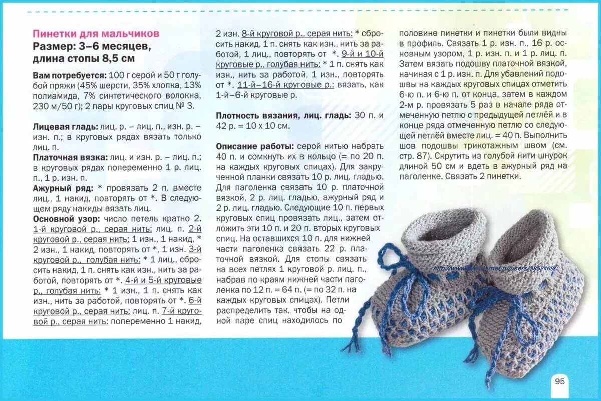 Красивые пинетки спицами для девочки схемы Картинки СХЕМА ПИНЕТОК ДВУМЯ СПИЦАМИ