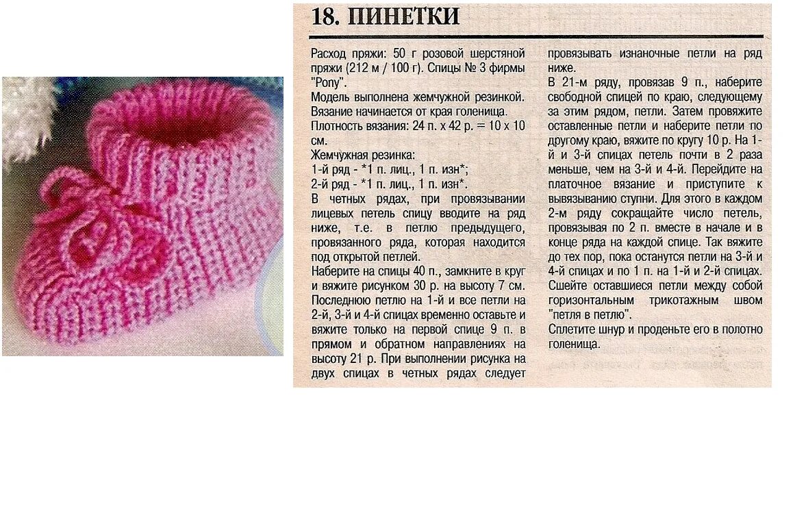 Красивые пинетки спицами для девочки схемы Вязание детских пинеток для мальчиков: как связать спицами, схемы и инструкции