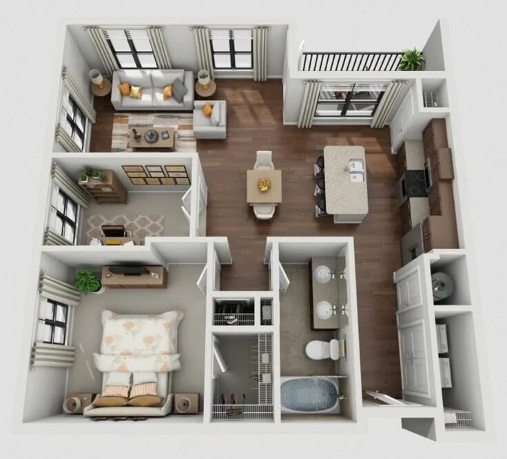 Красивые планировки домов 1 этаж 1 Dormitorio Casas, Planos de casas pequeñas, Planos de casas