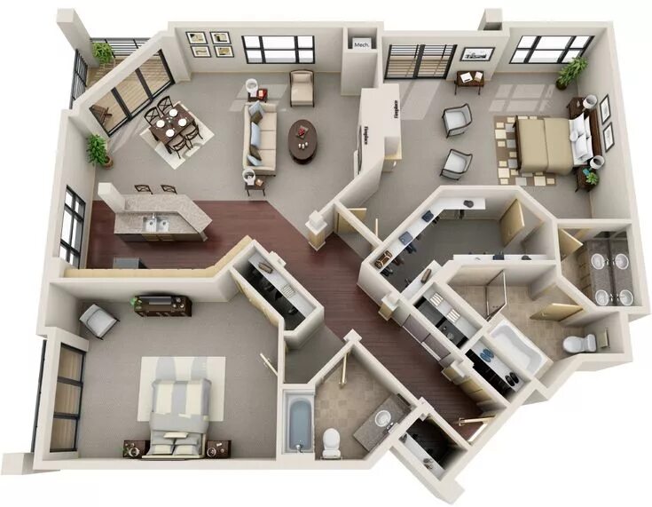 Красивые планировки домов 1 этаж 2 Bedroom 2 Bathroom Starting at $3,000 1,710+ sq. ft. Small house plans, House 