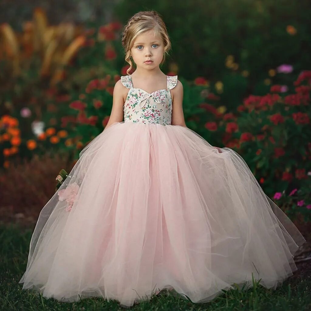 Красивые платье девочке фото Sleeveless Fancy Wedding Bridesmaid Gown Formal Children Kids Girls Dresses купи