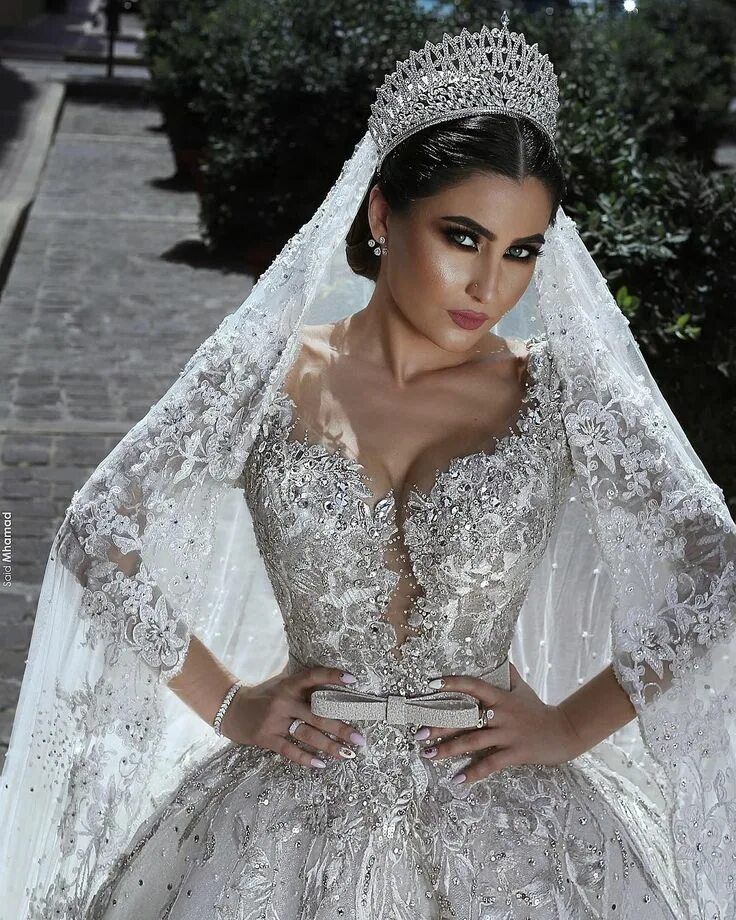 Красивые платья невесты фото Luxus Brautkleid A Linie Hochzeitkleider Spitze Mit Perlen Ballkleid hochzeit, H