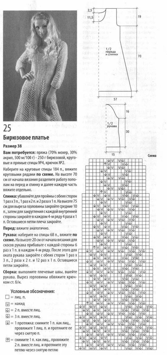 Красивые платья спицами со схемами Платья, Ажурное платье, Вязание