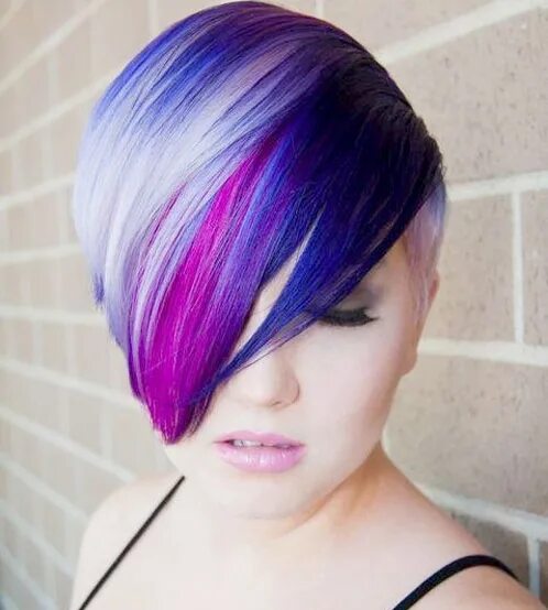 Красивые покраски волос фото короткие волосы pastel hair lavender purple blue dark multi color short Short hair color, Half s