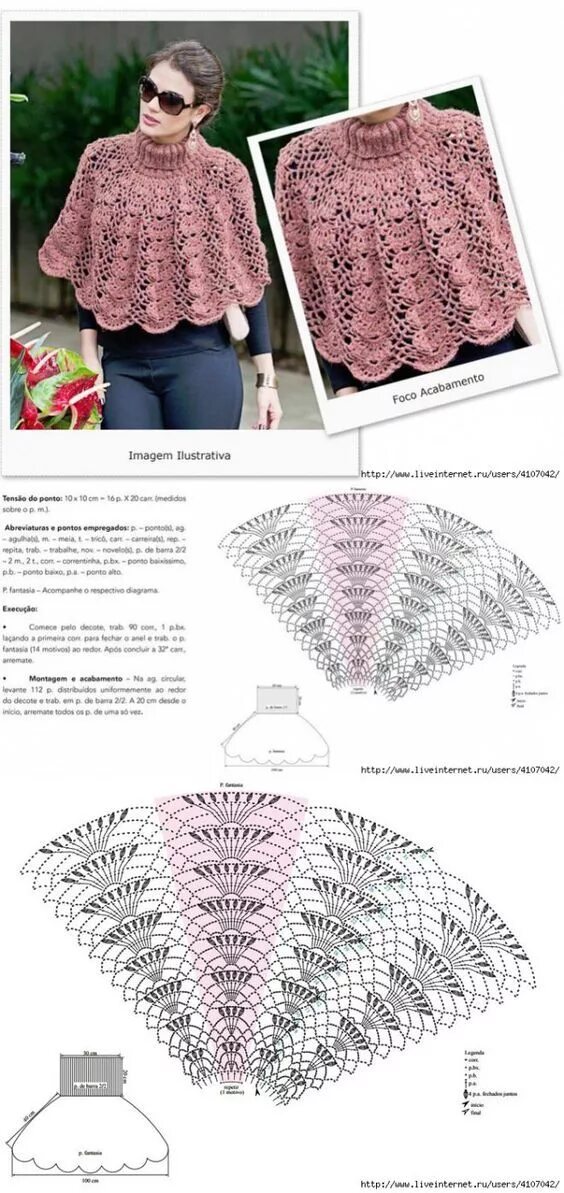 Красивые пончо крючком со схемами 10+ Tutoriais e Ideias de Poncho de Crochê e de Tricô Ponchos crochet patrones, 