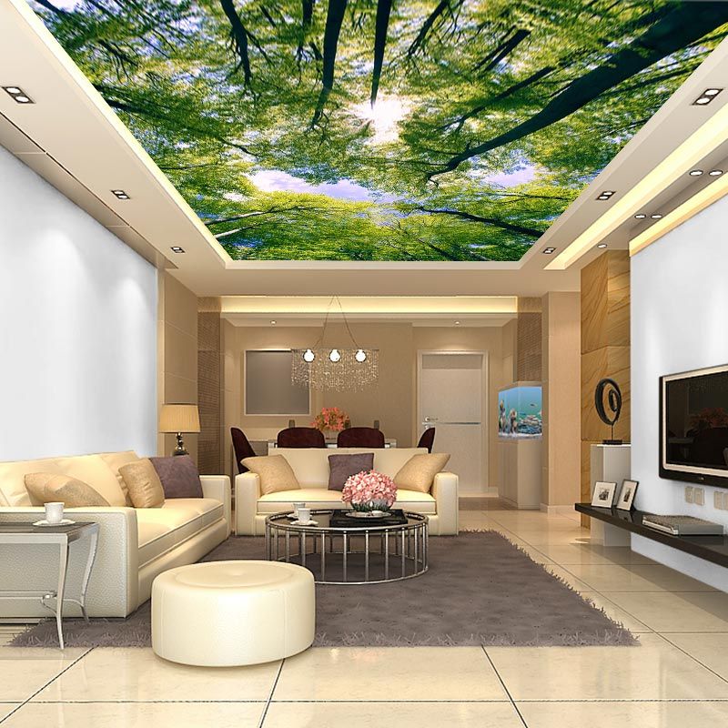 Красивые потолки для зала фото дизайн Teto céu paisagem da árvore de Wall papers 3d foto papel de parede mural para . 
