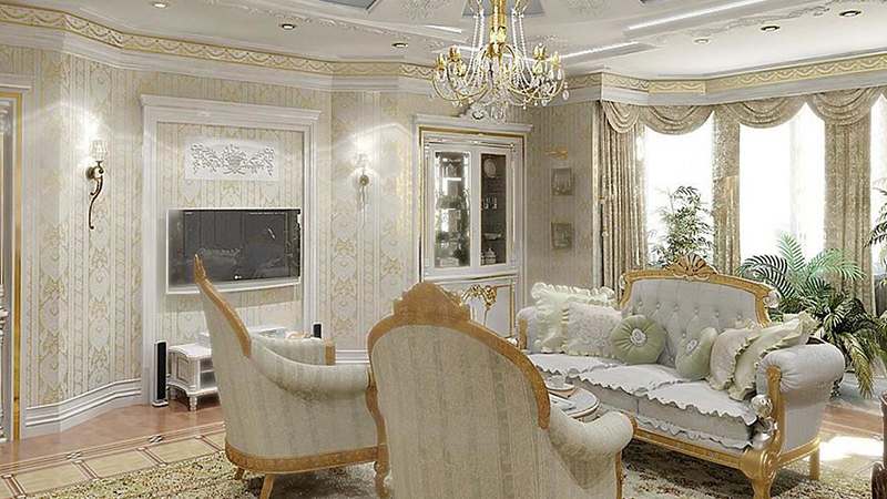 Красивые потолки фото интерьеров Стиль ампир в интерьере дома: мебель, цвета, материалы, идеи - Ладья