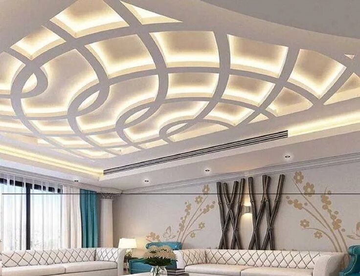 Красивые потолки из гипсокартона фото Pin di Julio su Iluminación & Techo Design del soffitto, Soggiorno controsoffitt