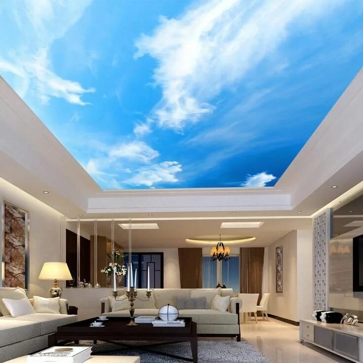Красивые потолки оформление Custom Wallpaper Blue Sky White Clouds Ceiling Mural (㎡) Ceiling murals, Wallpap