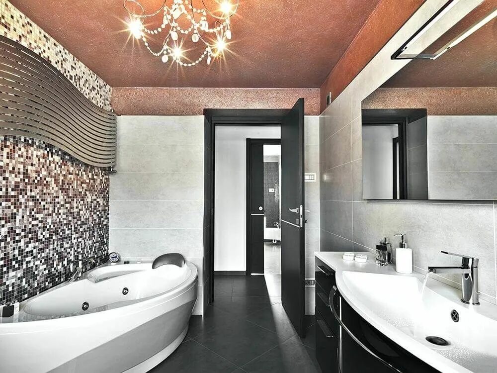 Красивые потолки в ванной комнате фото Feng Shui ile Banyo Dekorasyon Örnekleri - ŞEKERKADIN Modern banyo tasarımı, Lük