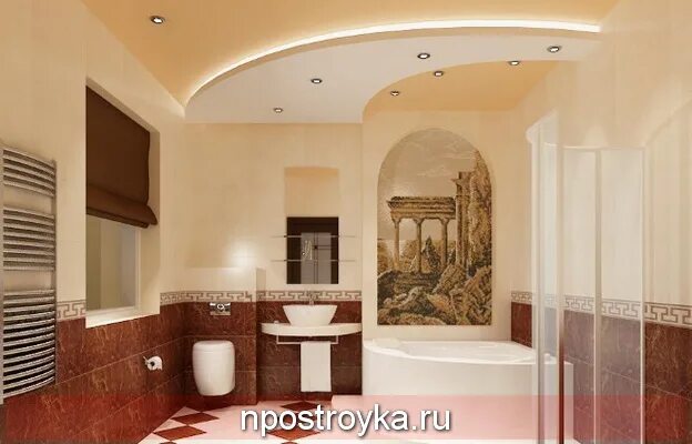 Красивые потолки в ванной комнате фото Матовый натяжной потолок в ванной