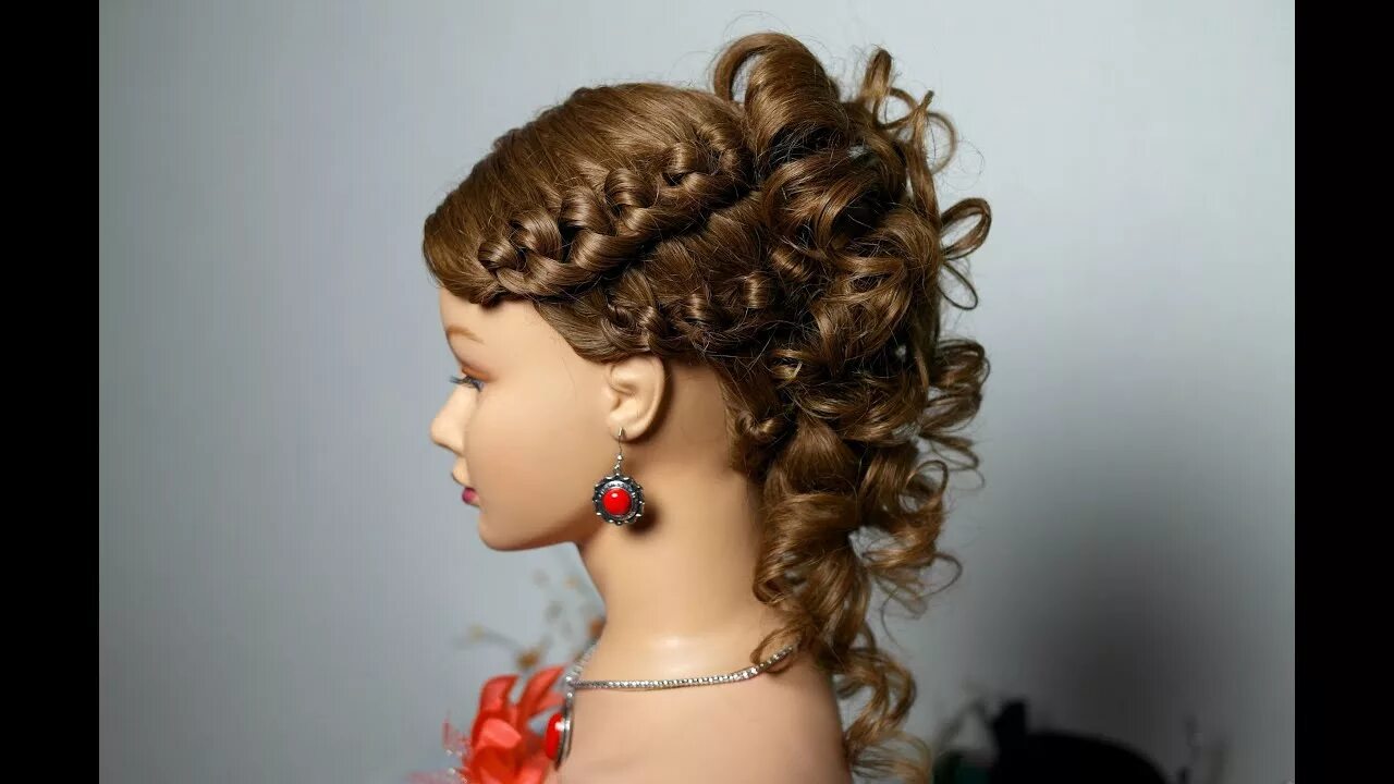 Красивые праздничные прически Knotted hairstyle for medium long hair with curls - YouTube