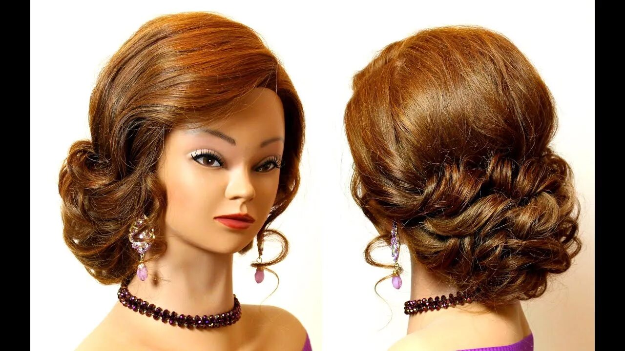 Красивые праздничные прически Cute hairstyles. Prom wedding updo for long medium hair - YouTube
