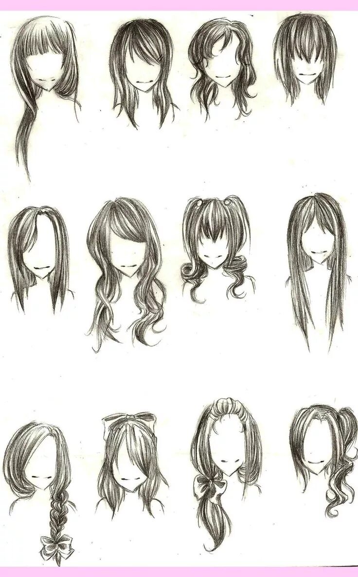 Красивые прически аниме девочек Different hairstyles for drawing ;) How to draw hair, Anime hair, Drawings