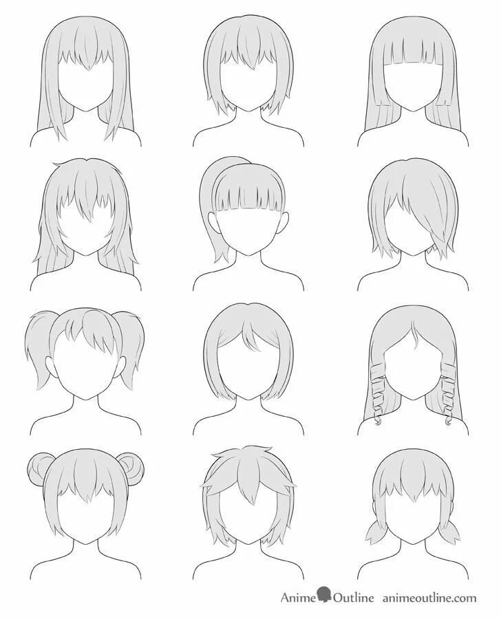 Красивые прически аниме девочек How To Draw Female Anime Hair Step By Step #hairstyle Tutorial para dibujar pelo