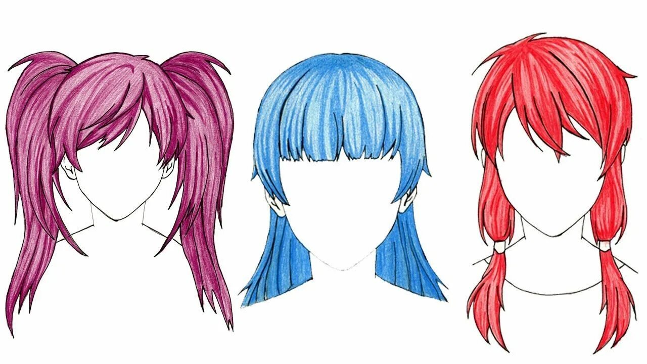 Красивые прически аниме девочек 3 Hairstyle To Draw Anime Hair Girl - How To Drawing Anime Tutorial (https://www
