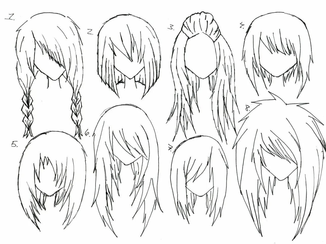 Красивые прически аниме девочек Anime hairstyles 2-5. Manga hair, Anime hair, Anime drawings