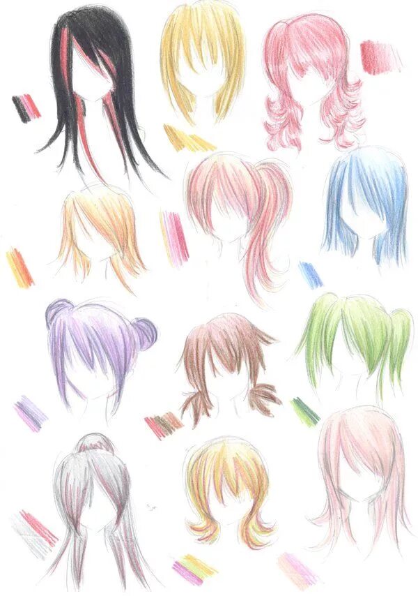 Красивые прически аниме девушек hairstyle guide Manga hair, How to draw hair, Anime hair