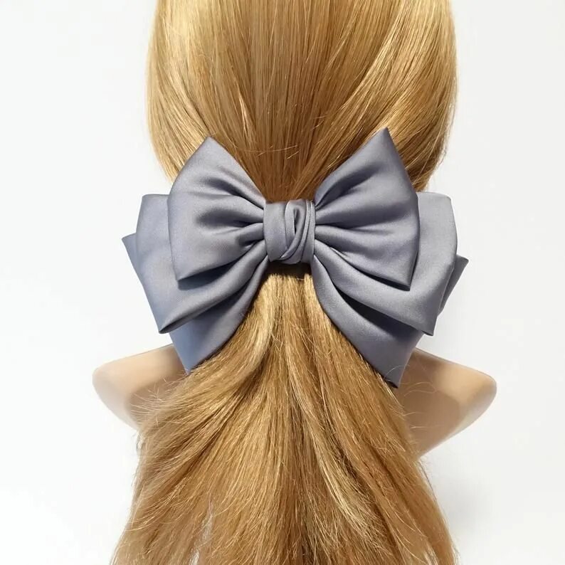 Красивые прически бантики Satin Layered Hair Bow French Barrette Women Solid Color Stylish Hair Bow - Etsy