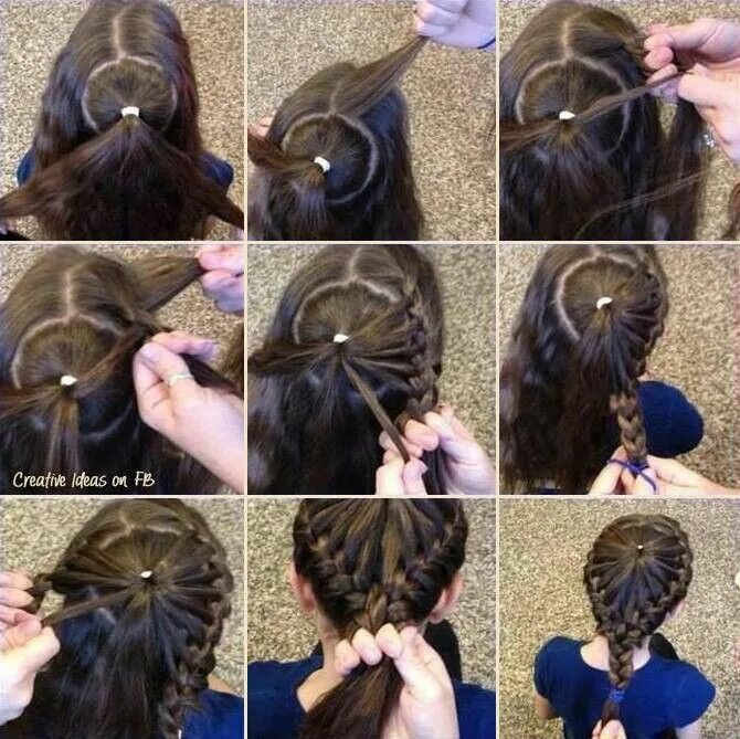 Красивые прически девочкам поэтапно Trenzas... Creative hairstyles, Girl hair dos, Hair styles